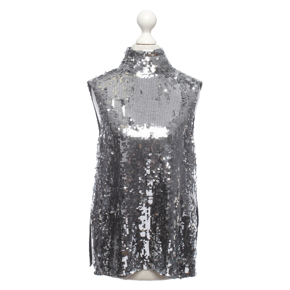 Tibi Top Silk in Silvery