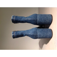 Dries Van Noten Stiefeletten aus Jeansstoff in Blau