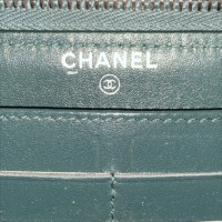 Chanel Täschchen/Portemonnaie aus Leder in Petrol