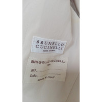 Brunello Cucinelli Jacke/Mantel aus Seide in Creme