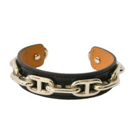 Hermès Bracelet chaine d'Ancre en cuir noir