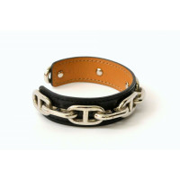 Hermès Chaine d'Ancre Armband aus Leder in Schwarz