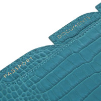 Smythson Clutch en Cuir en Turquoise