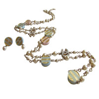 Chanel Set collier de perles, collier & boucles d’oreilles pastel