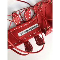Manolo Blahnik Sandalen aus Leder in Rot