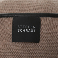 Steffen Schraut Gebreide jas in lichtbruin / zwart