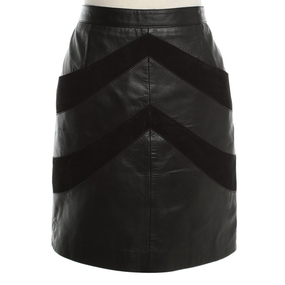 Maje Leather Skirt in Black
