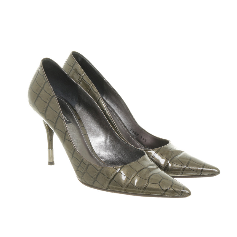 Dolce & Gabbana Lace Pumps with crocodile embossing