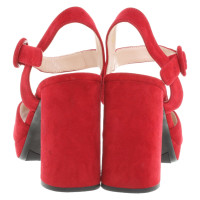 Prada Sandals Suede in Red
