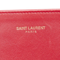 Saint Laurent North South Reversible Tote Bag aus Leder in Rot