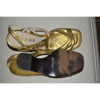 Prada Wedges Leather in Gold