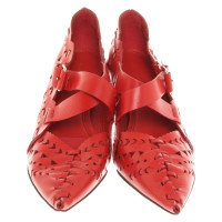 Céline Pumps/Peeptoes aus Leder in Rot