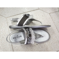 Hogan Sandals Leather in Silvery