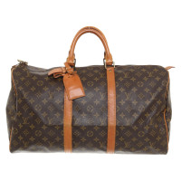 Louis Vuitton Keepall 50 in Tela in Marrone