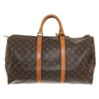 Louis Vuitton Keepall 50 in Tela in Marrone