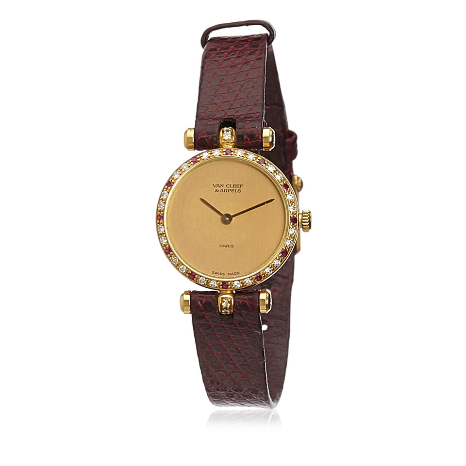 Van Cleef & Arpels Armbanduhr aus Leder in Bordeaux