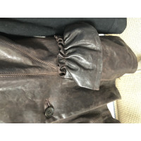 Yohji Yamamoto Jacke/Mantel aus Leder in Braun