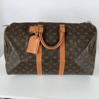 Louis Vuitton Keepall 45 in Tela in Marrone