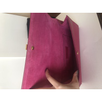 Saint Laurent Clutch Bag Leather in Fuchsia