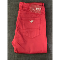 Armani Jeans Paire de Pantalon en Coton en Rouge
