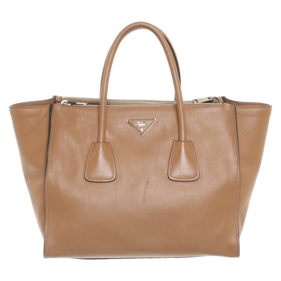 Prada Handtas Leer in Beige