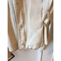 Versace Jacke/Mantel aus Leder in Weiß