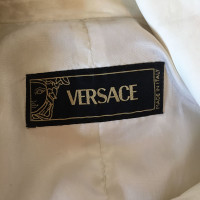 Versace Veste/Manteau en Cuir en Blanc