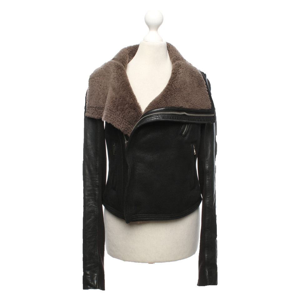 Rick Owens Giacca/Cappotto in Pelle in Nero