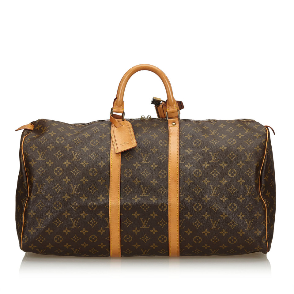 Louis Vuitton Keepall in Tela in Marrone