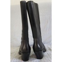 French Sole Boots Leather in Black