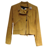 Christian Dior Giacca/Cappotto in Pelle scamosciata in Oro