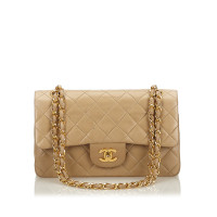 Chanel Schoudertas Leer in Beige