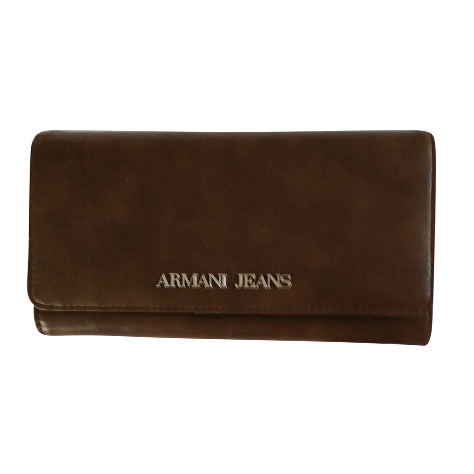 Armani Jeans Täschchen/Portemonnaie aus Leder in Braun