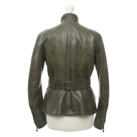 Belstaff Jacke/Mantel aus Leder in Oliv