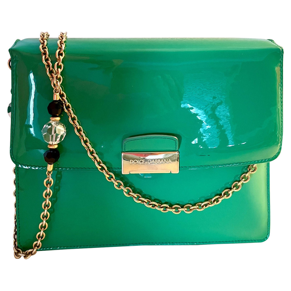 Dolce & Gabbana Handtasche aus Lackleder in Grün