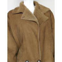 Gianni Versace Jacket/Coat Leather in Brown