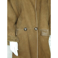 Gianni Versace Jacket/Coat Leather in Brown