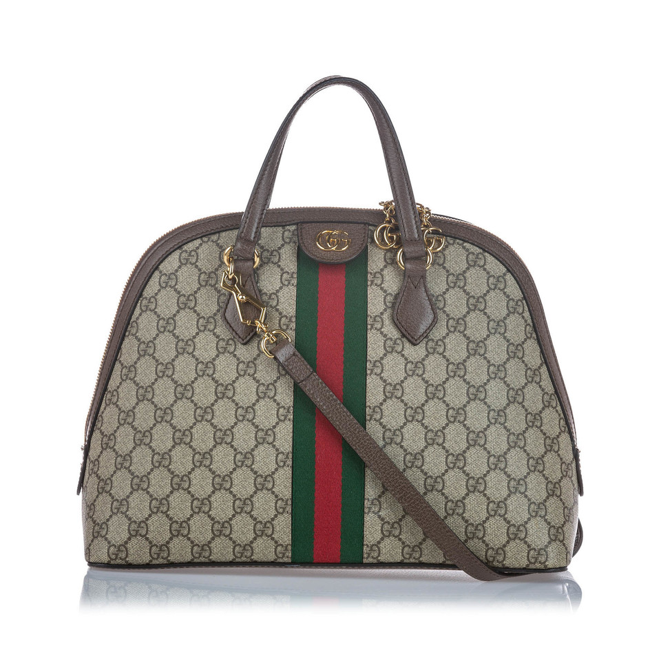 Gucci Mittelgroße Ophidia Schultertasche Canvas in Beige