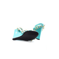 Balenciaga Wedges Leather in Turquoise