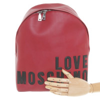 Moschino Love Rucksack aus Leder in Rot