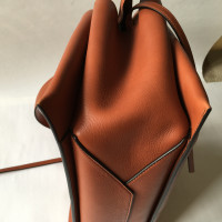 Céline Tri Fold Shoulder Bag Leer in Oranje