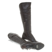 Christian Dior Leder-Stiefel in Dunkelbraum