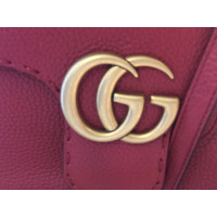 Gucci GG Marmont Flap Bag Normal Leather in Red