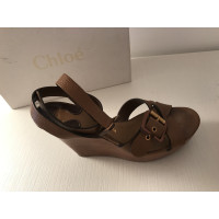 Chloé Wedges Leather in Beige