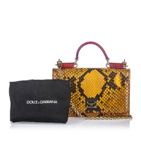 Dolce & Gabbana Sicily Phone Clutch Python en Cuir en Marron