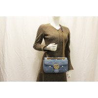 Gucci GG Marmont Flap Bag Normal Jeans fabric in Blue