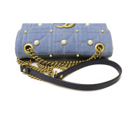 Gucci GG Marmont Flap Bag Normal aus Jeansstoff in Blau