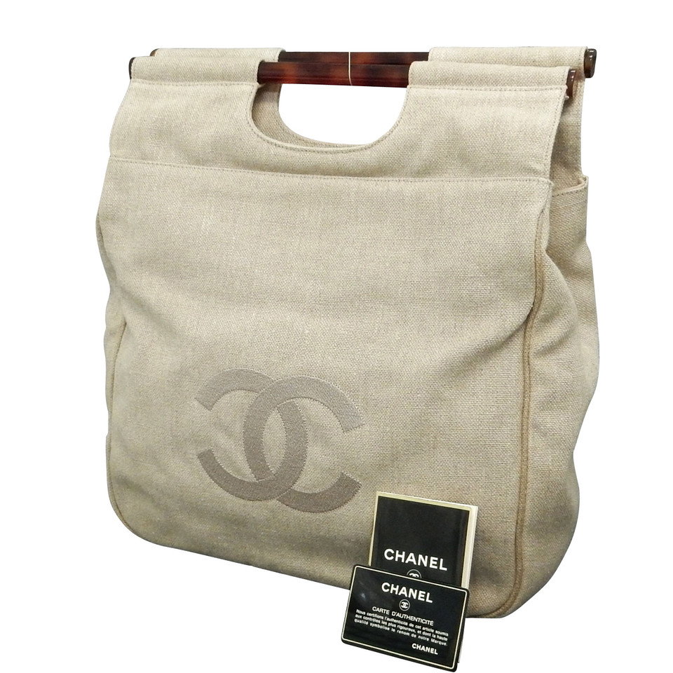 Chanel Handtas Canvas in Beige