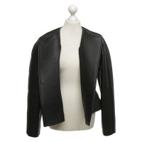 Cédric Charlier Leather jacket with textile insert