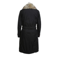 Prada cappotto nero con vera pelliccia